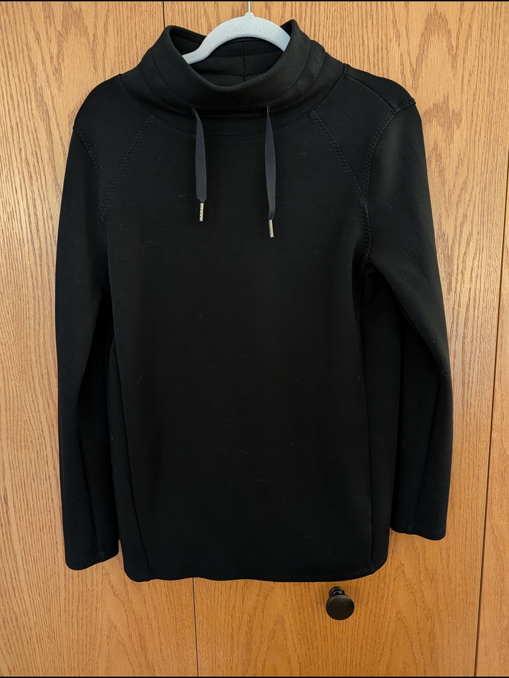 SPANX Black Funnel-Neck Hoodie Pullover
